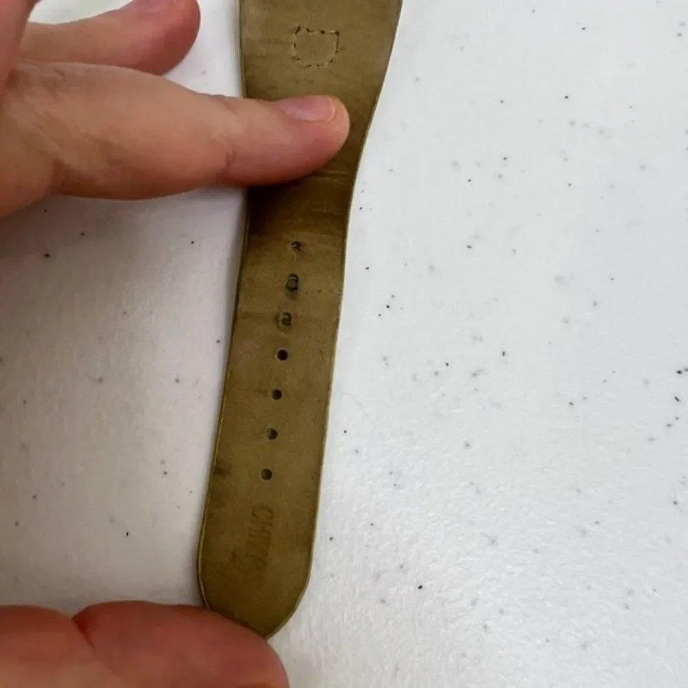 Chicos Watch Green‎ Yellow Leather Croc Embossed Silver Tone Quartz